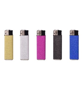 Encendedor modelo glitter recargable colores surtidos 8x2,5x1cm euro/u