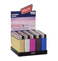 Encendedor modelo glitter recargable colores surtidos 8x2,5x1cm euro/u