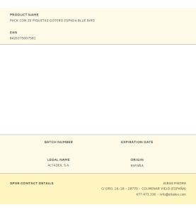 Pack con 20 piquetas gotero espada blue bird