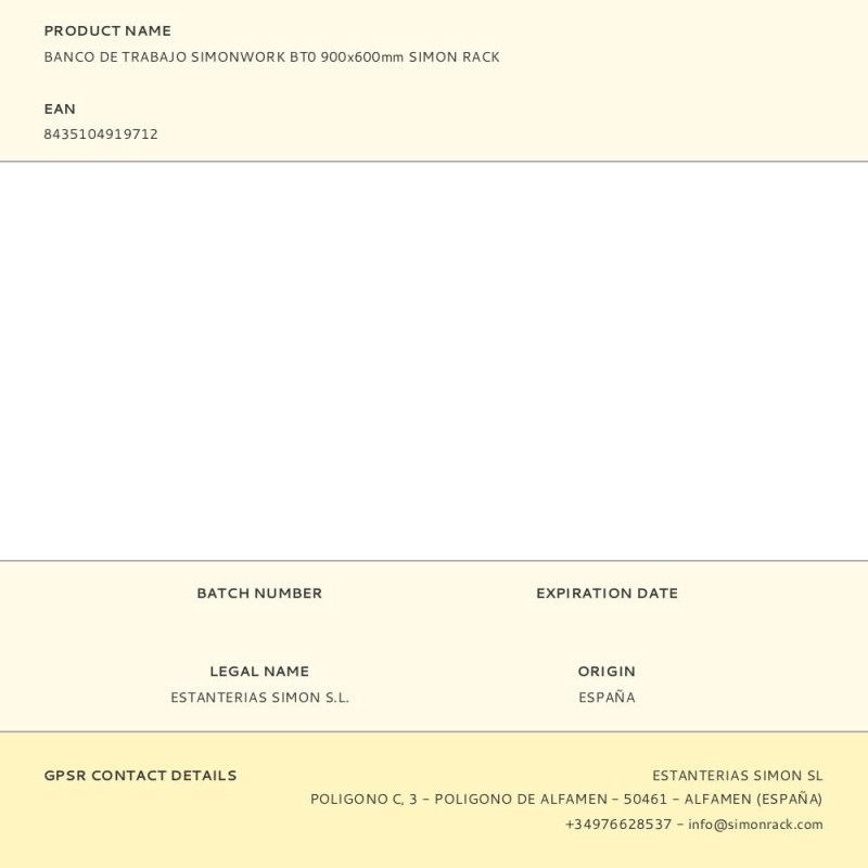 Banco de trabajo simonwork bt0 900 x 600 mm
