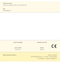 Lampara halogena lineal 117mm 150w 230v.