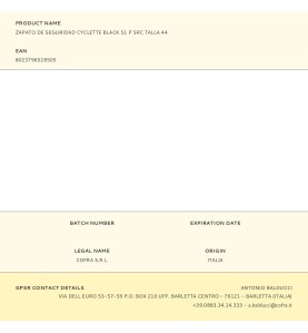 Zapato de seguridad cyclette black s1 p src talla 44