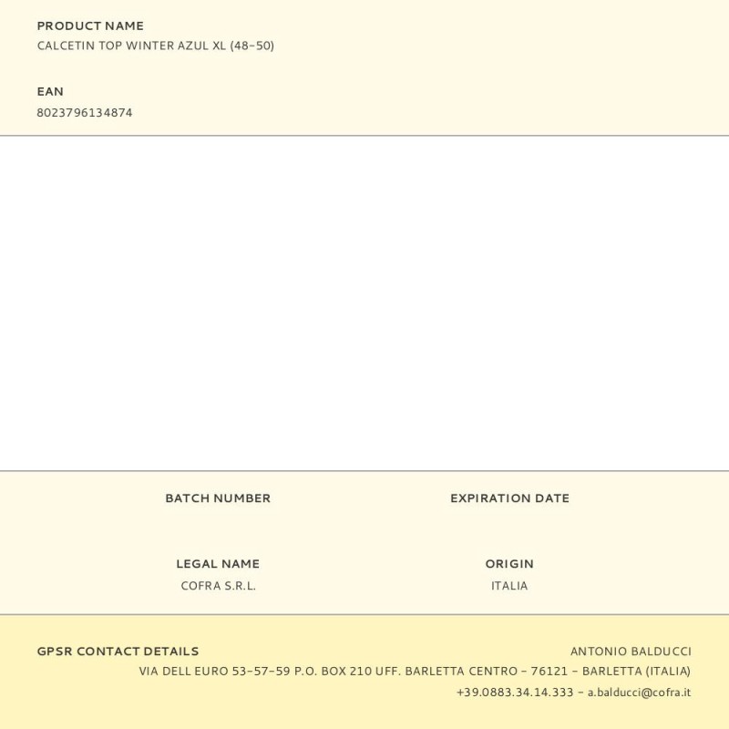 Calcetin top winter azul xl (48-50)