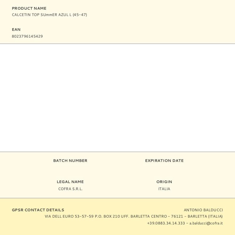 Calcetin top summer azul l (45-47)