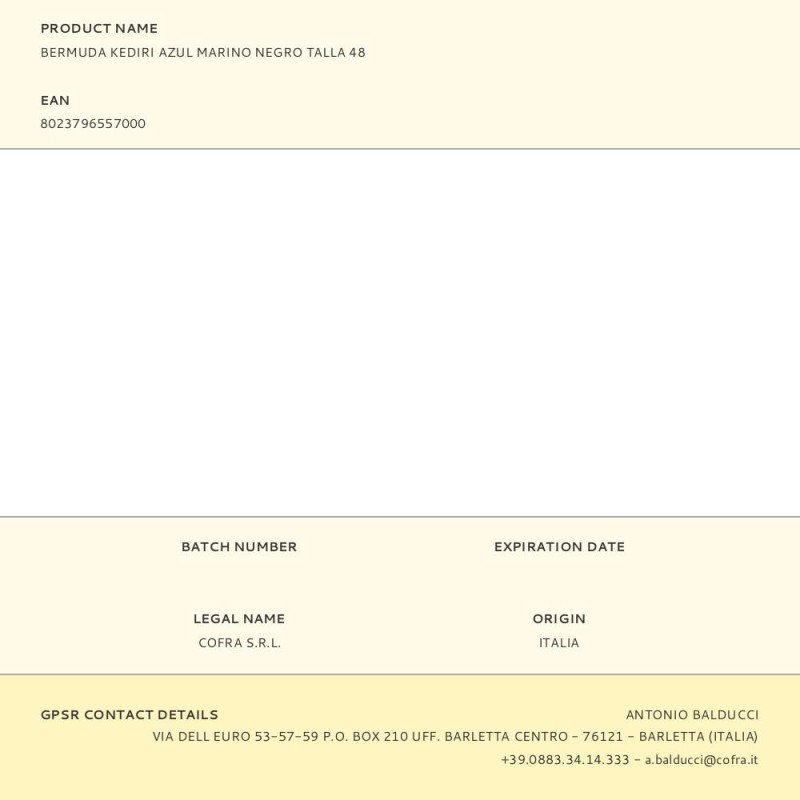 Bermuda kediri azul marino negro talla 48