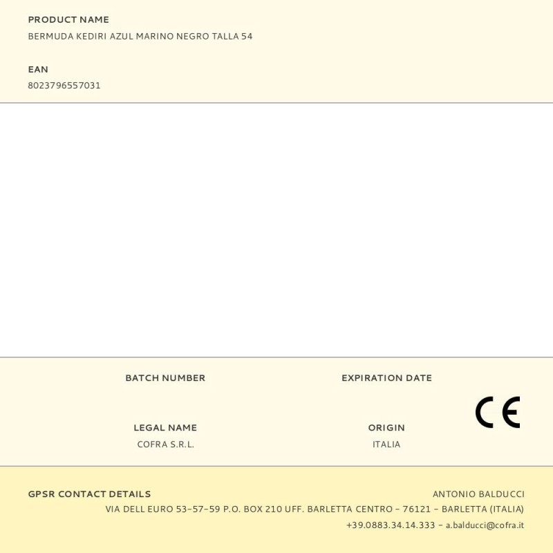 Bermuda kediri azul marino negro talla 54