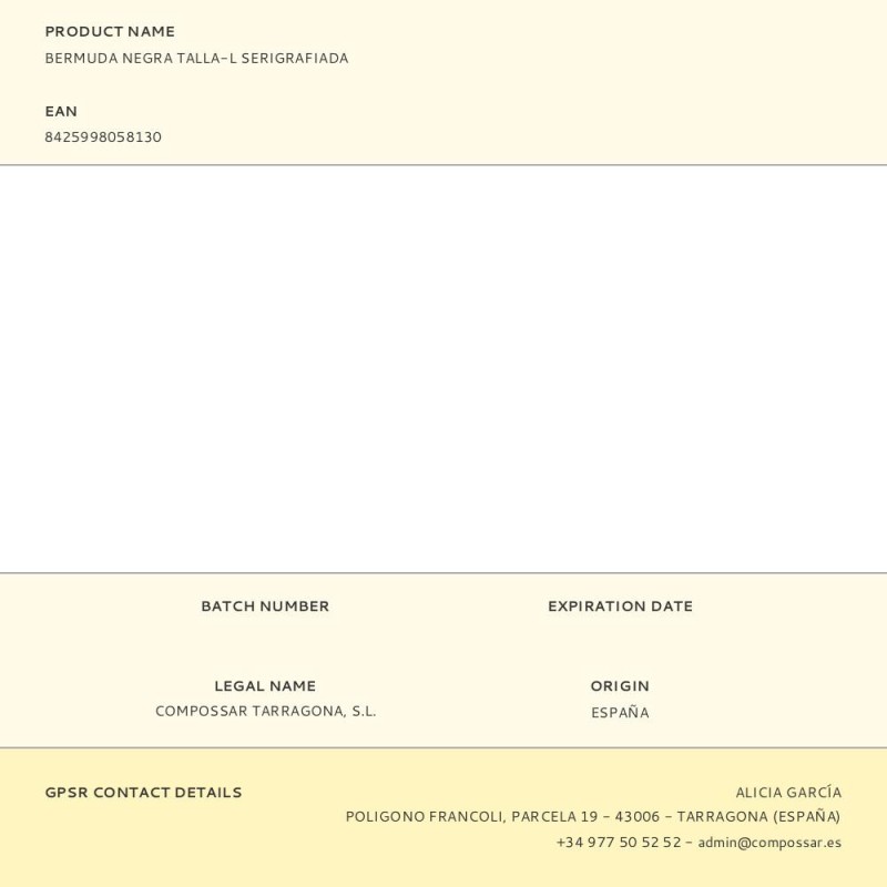 Bermuda negra talla-l serigrafiada