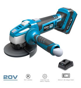 Kit amoladora 20 v con 1 bateria 4.0ah y cargador 08772. 28,9 x 27 cm. pro series battery