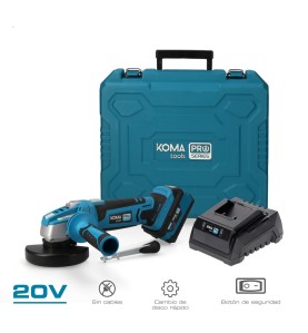 Kit amoladora 20 v con 1 bateria 4.0ah y cargador 08772. 28,9 x 27 cm. pro series battery