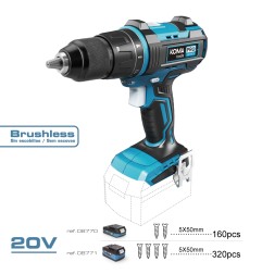 Taladro percutor / atornillador brushless 20 v (sin batería ni cargador)
