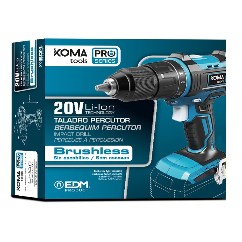 Taladro percutor / atornillador brushless 20 v (sin batería ni cargador)