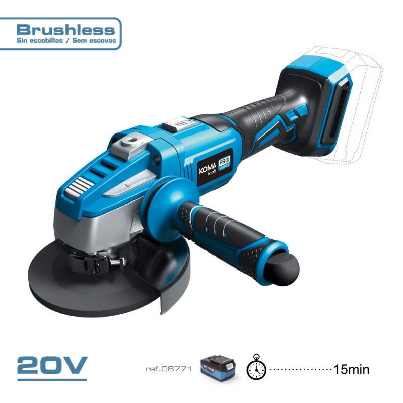 Amoladora brushless 20v (sin batería ni cargador) ø125 mm 37,5 x 12 cm