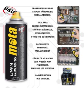 Spray limpiador de contactos electrico 216ml lc02 mota