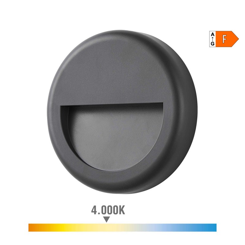 Aplique led redondo 6 w 570 lm 4000 k luz dia ip65 ø14 x 2,8 cm