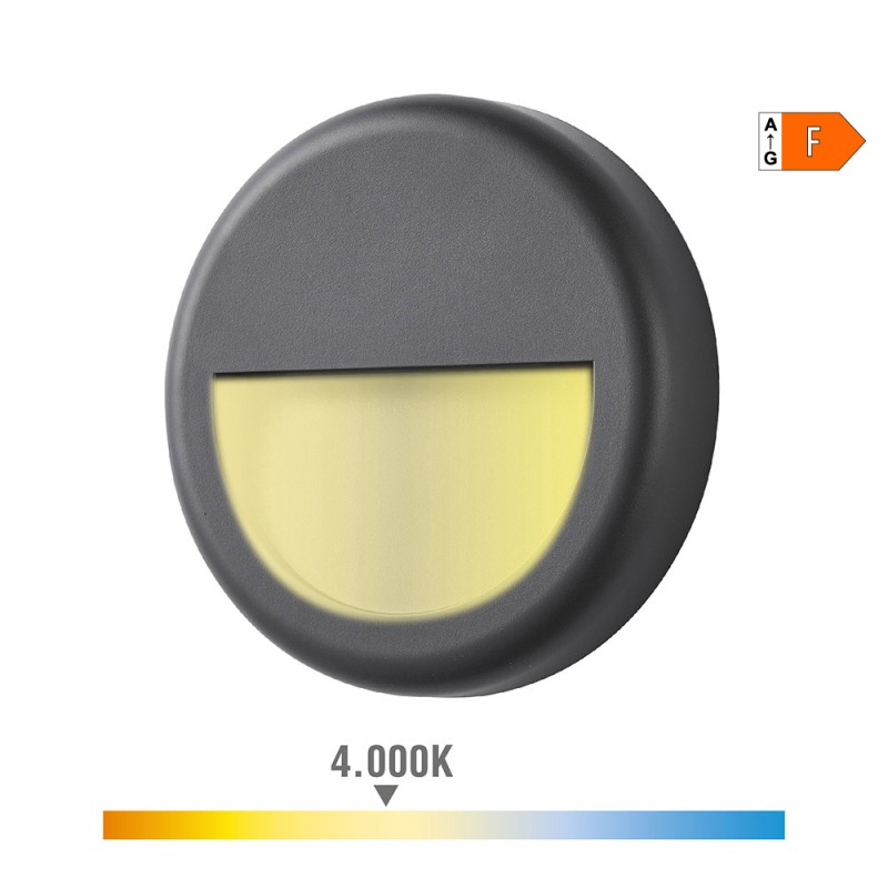 Aplique led redondo 6 w 570 lm 4000 k luz dia ip65 ø14 x 2,8 cm