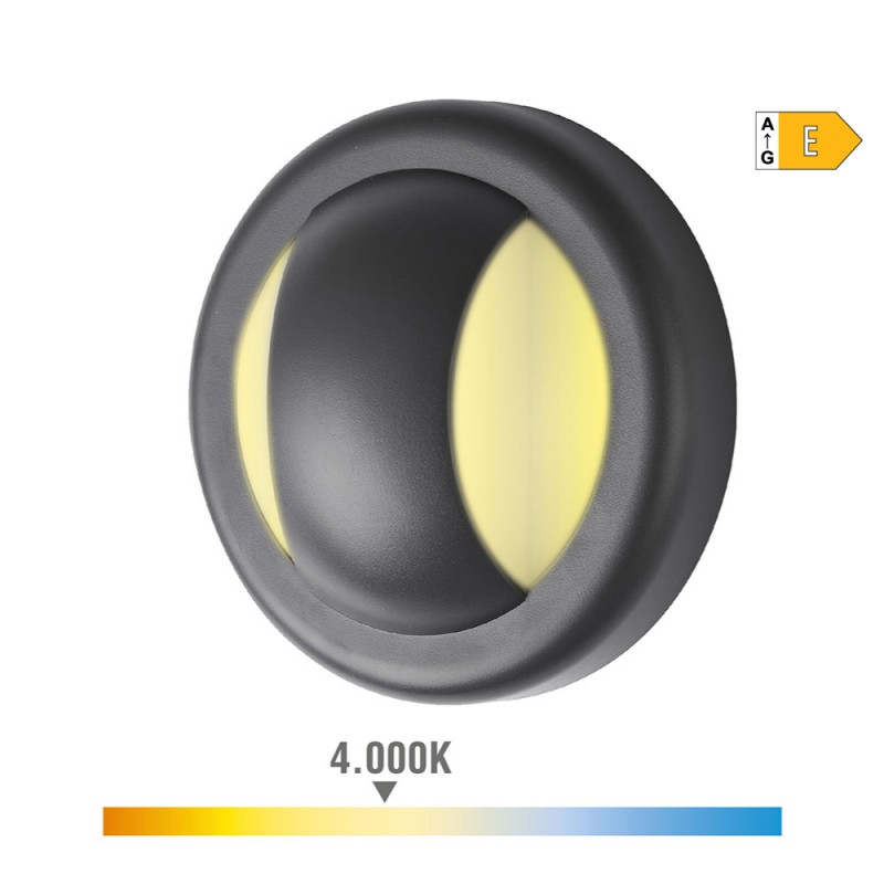 Aplique led redondo 6 w 250 lm 4000 k luz dia ip65 ø14 x 5,7 cm