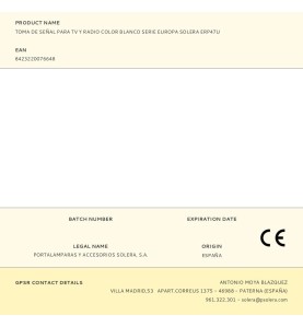 Toma de señal para tv y radio color blanco serie europa solera erp47u