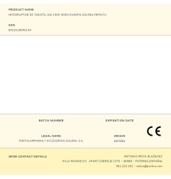 Interruptor de tarjeta 10a 250v serie europa solera erp01tu