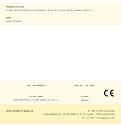 Conmutador/interruptor luminoso 10ax 250v serie europa solera erp02ilu