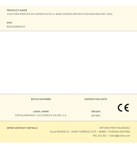 Caja para montaje en superficie de la serie europa (retractilado)solera erp-100u