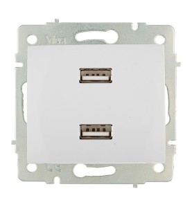 Cargador doble usb 230v 5v 4200ma blanco de empotrar erp2usb serie europa solera erp2usb