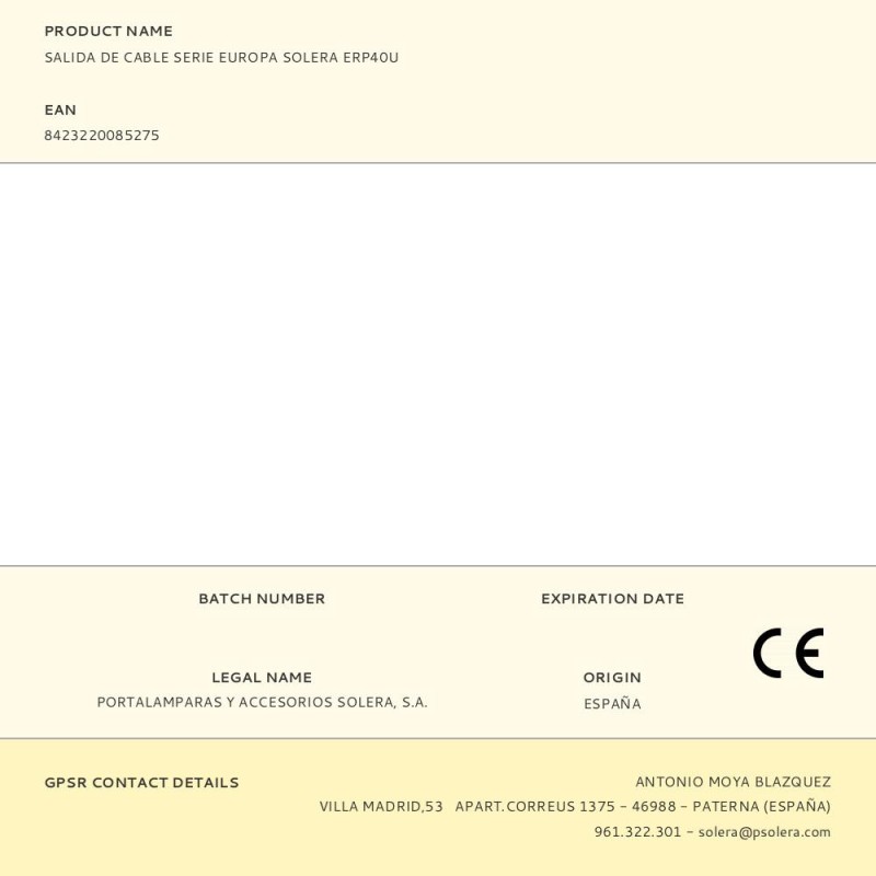 Salida de cable serie europa solera erp40u