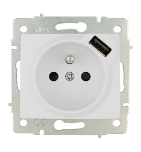 Base bipolar con t/t con toma francesa 16a 250v con usb con obturador serie europa solera erp60fusb