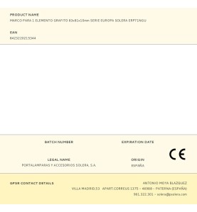 Marco para 1 elemento grafito 83x81x10mm serie europa solera erp71ngu