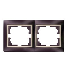Marco para 2 elementos horizontal marco negro y aro perla 154x81x10mm serie europa solera erp72nu