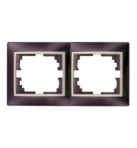 Marco para 2 elementos horizontal marco negro y aro perla 154x81x10mm serie europa solera erp72nu