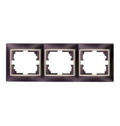 Marco para 3 elementos horizontal marco negro y aro perla 225x81x10mm serie europa solera erp73nu