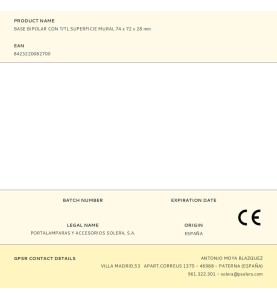 Base bipolar con t/tl superficie mural 74 x 72 x 28 mm