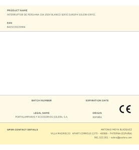 Interruptor de persiana 10a 250v blanco serie europa solera erp21