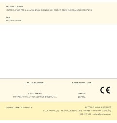 Iinterruptor persiana 10a 250v blanco con marco serie europa solera erp21u