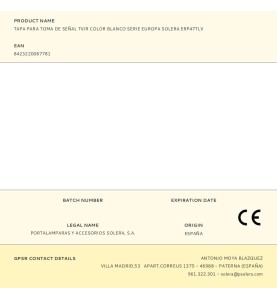 Tapa para toma de señal tv/r color blanco serie europa solera erp47tlv