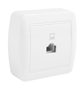 Toma de telefono rj45 cat 5e 74x72x28mm. superficie mural solera mur88u