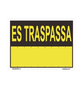 Rotulo "es traspassa" (pvc 0.4mm) 35x45cm normaluz