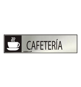 Cartel informativo "cafeteria" (inox adhesivo 0.8mm) 5x20cm normaluz