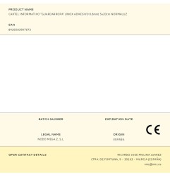 Cartel informativo "guardarropa" (inox adhesivo 0.8mm) 5x20cm normaluz