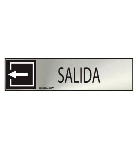 Cartel informativo "salida" (inox adhesivo 0.8mm) 5x20cm normaluz