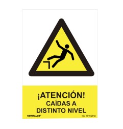 Cartel peligro "atencion caidas a distinto nivel" (pvc 0.7mm) 30x40cm normaluz