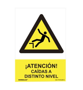 Cartel peligro "atencion caidas a distinto nivel" (pvc 0.7mm) 30x40cm normaluz