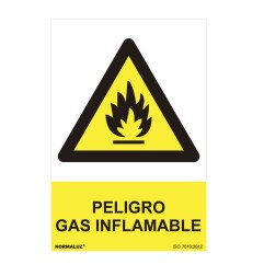 Cartel peligro "peligro gas inflamable" (pvc 0.7mm) 30x40cm normaluz