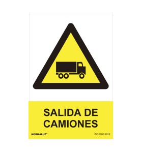 Cartel peligro "salida de camiones" (pvc 0.7mm) 30x40cm normaluz