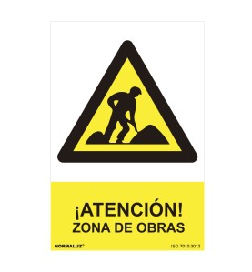 Cartel peligro "zona de obras" (pvc 0.7mm) 30x40cm normaluz