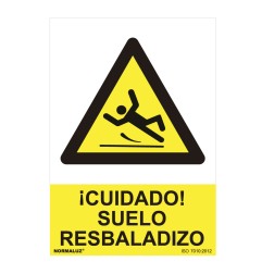 Cartel peligro "cuidado suelo resbaladizo" (pvc 0.7mm) 30x40cm normaluz