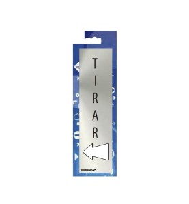 Cartel informativo "tirar" (inox adhesivo 0.8mm) 5x20cm normaluz