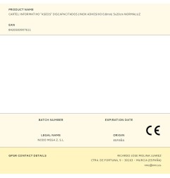 Cartel informativo "aseos" discapacitados (inox adhesivo 0.8mm) 5x20cm normaluz