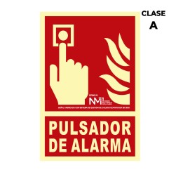 Cartel de extinción "pulsador de alarma" clase a (pcv 1mm) 21x30cm normaluz