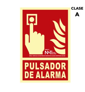 Cartel de extinción "pulsador de alarma" clase a (pcv 1mm) 21x30cm normaluz
